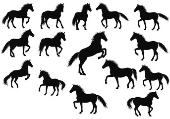 Elegant Horse Silhouettes: A Collection of Black and White Equine Art