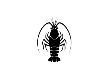 Elegant Black Lobster Silhouette: Seafood Icon