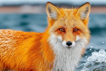Obraz premium Red Fox Wildlife Portrait Water Nature Animal Furry
