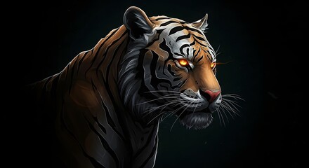Obraz premium Tiger head portrait dramatic lighting
