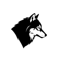 Naklejka premium Majestic Wolf: Monochrome Vector Portrait
