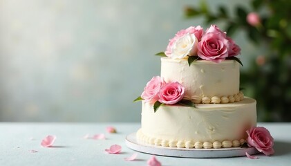 Stunning white wedding cake adorned with fresh flowers, stunning, artistry, dessert