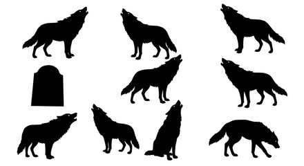 Howling Wolves: Black Silhouette Pack