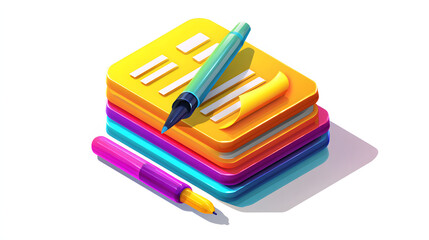 3D business icon Writing and recording cartoon