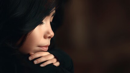 Serene Child  Peaceful Portrait  Thoughtful Girl  Soft Focus  Tender Embrace  Calm Express