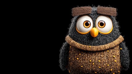 Cute Owl in Knit Sweater  3D Render  Cartoon  Character   Cozy   Winter   Soft Toy