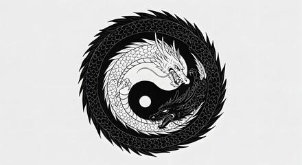 Yin yang dragons graphic design
