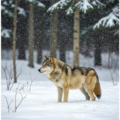 Obraz premium Winter Wolf: Snowfall Majesty