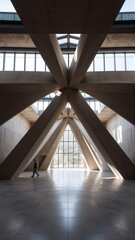 Obraz premium Empty spacious room with concrete walls