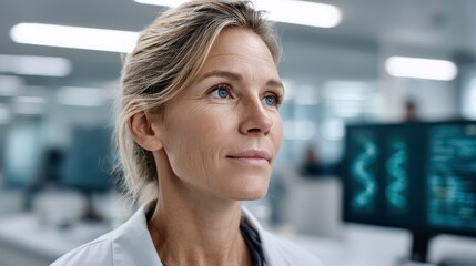 Fototapeta premium Female Scientist Portrait in Lab, Medical Research and Healthcare Professional