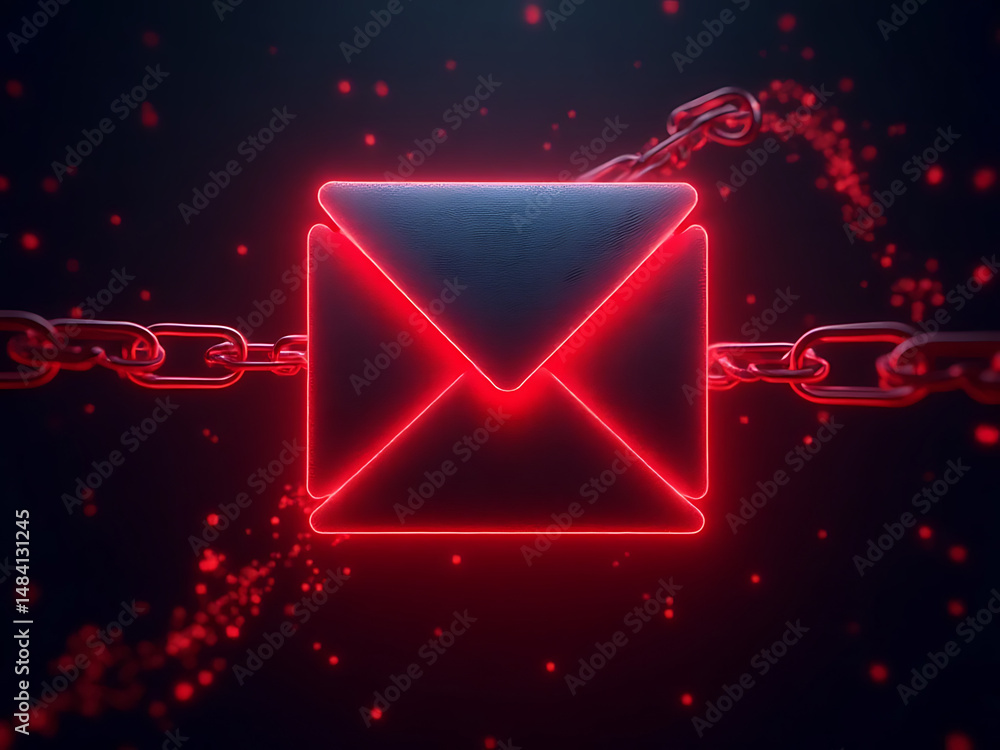 Poster digital environment email security abstract concepts and visual graphics on a dark background