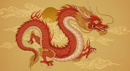 Red dragon mythological art illustration