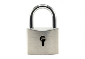 Naklejka premium A metallic padlock with a keyhole centered on a plain background location