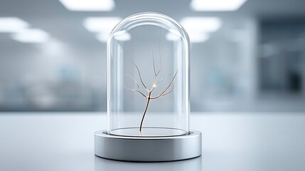 Obraz premium Innovation Concept: Abstract Tree in Glass Dome. Scientific Research, Technology.