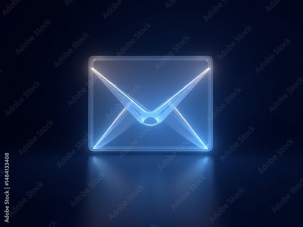 Poster illuminated email icon display digital communication visual art dark environment close-up view
