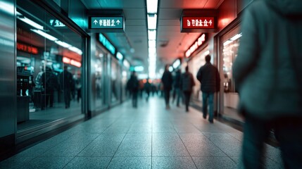 Fototapeta premium Urban Commute: People in Subway Station, Modern City Life, Public Transport