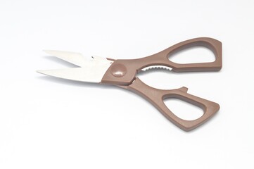 close up of scissors on white background