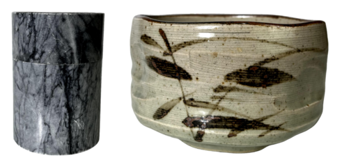 Contemporary home decor elegant teacup and marble container art gallery appeal