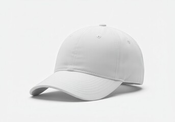 Fototapeta premium Plain white baseball cap on a white background offers a clean, simple design