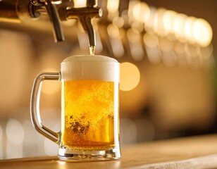 ビールサーバーからジョッキへ注がれる生ビール