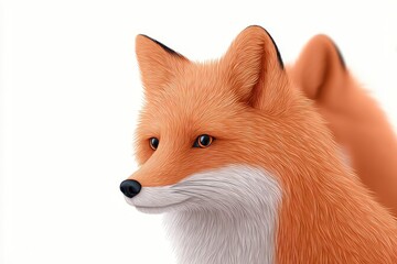 Obraz premium Realistic Red Fox Portrait AI Generated Animal Clipart Wildlife Illustration Nature Ima
