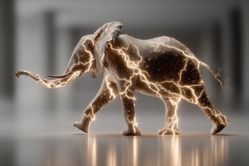 Luminous Elephant  Abstract AI Art  Energy  Power  Wildlife