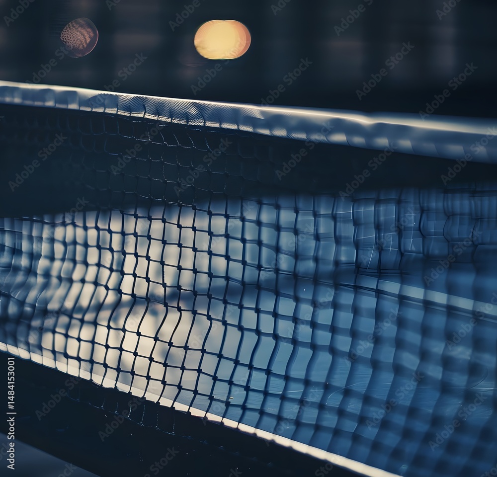 Poster abstract ping pong net, subtle light and shadow.