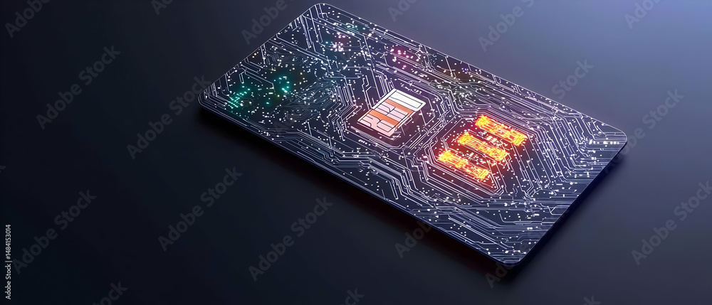 Poster abstract circuit board design on dark background