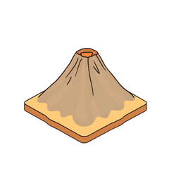 simplified brown volcano cone with no lava, high quality png isolated on transparent background