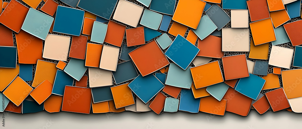 Poster abstract geometric mosaic pattern with square tiles