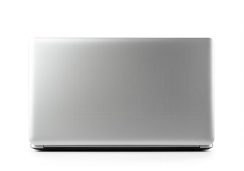 Fototapeta premium Closed silver laptop computer isolated on white background, rear view