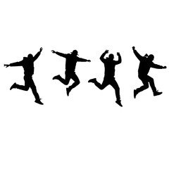 Fototapeta premium Joyful Leaps: Black Silhouette Action Art
