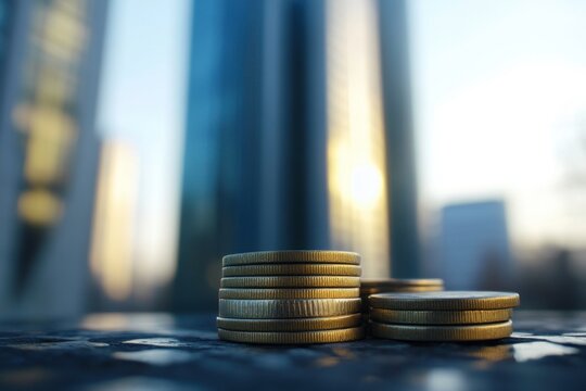stack of coins from low angle