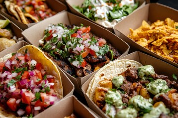 tacos in take away box