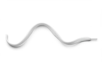Single white shoelace isolated on a clean white background for design elements