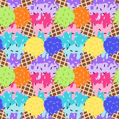 Summer cute food seamless ice cream pattern for wrapping paper and fabrics