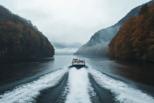 speedboat cruising through the river