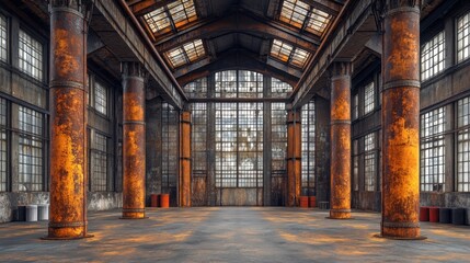Fototapeta premium Rusty industrial hall interior