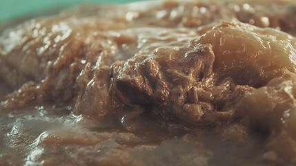 Obraz premium Simmering meat dish: An appetizing close-up of culinary delights, rich in flavor