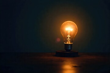 A single bright lightbulb illuminates a dark room, symbolizing a sudden burst of inspiration and innovative thinking The image conveys clarity, ingenuity, and the power of ideas , idea, insight