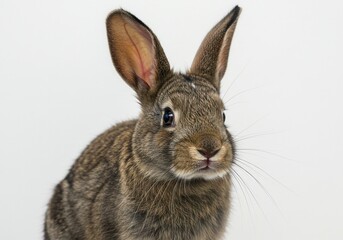 Obraz premium Smiling mature woman with short gray hair wearing a denim shirt in studio