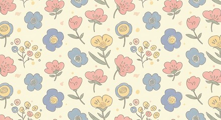 Whimsical Floral Hand-Drawn Pattern
