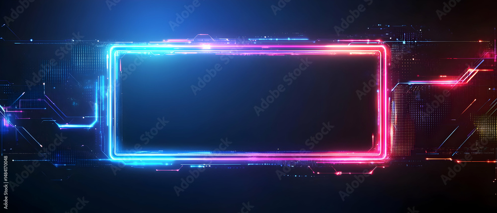 Aufkleber glowing neon frame with circuit pattern
