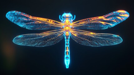 Abstract glowing dragonfly digital art