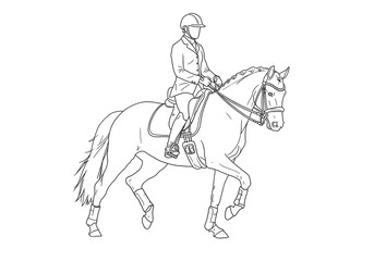Fototapeta premium Elegant Line Art: Rider and Horse in Motion