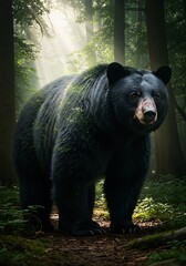 Majestic Black Bear: Forest Majesty, Digital Art