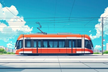 Fototapeta premium tram in the city with clear sky