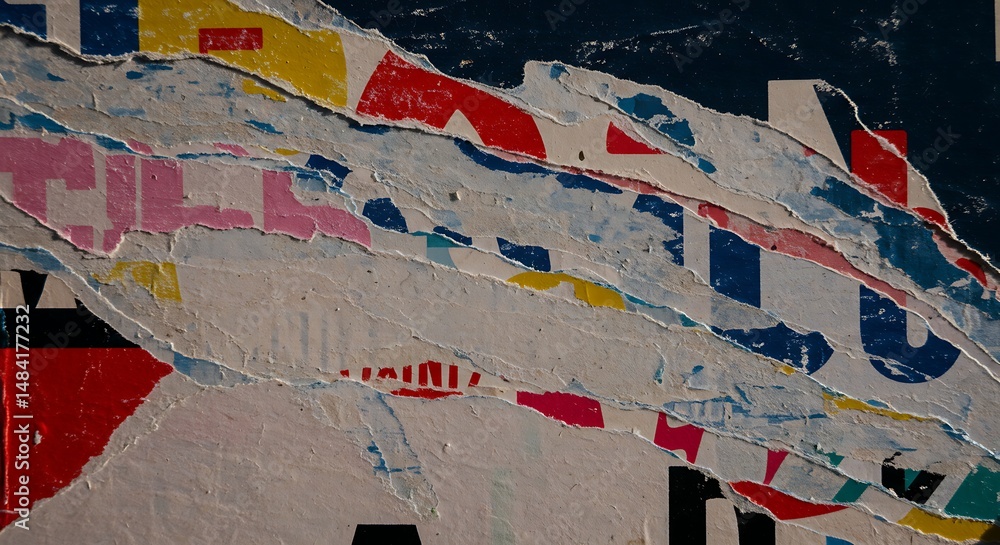 Poster urban surface a colorful and dynamic composition of layers of torn posters creating an abstract art 
