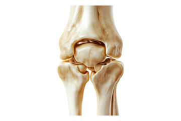 Human knee joint anatomy isolated on transparent background
