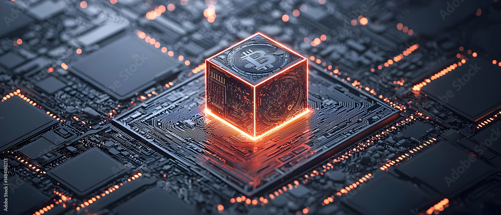 Aufkleber high-tech processor on circuit board